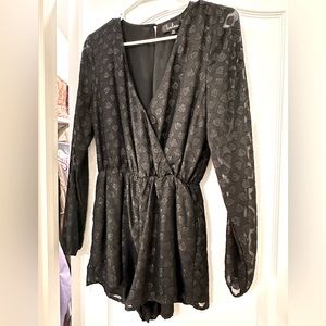 Lulus glitter black shorts romper